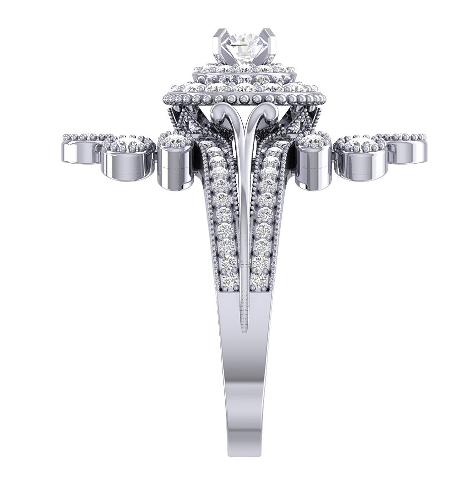 14K Gold Round Cut Diamond Solitaire Engagement Ring I1 G 1.30 Carat 23.60 MM