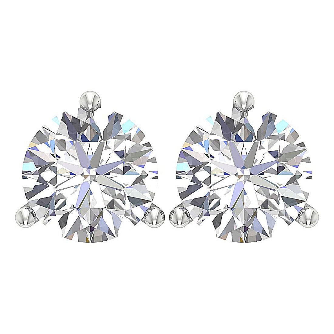 14k/18k Solid Gold Natural Diamond I1 H 3.25 Ct Solitaire Stud Earring Martini Prong Set