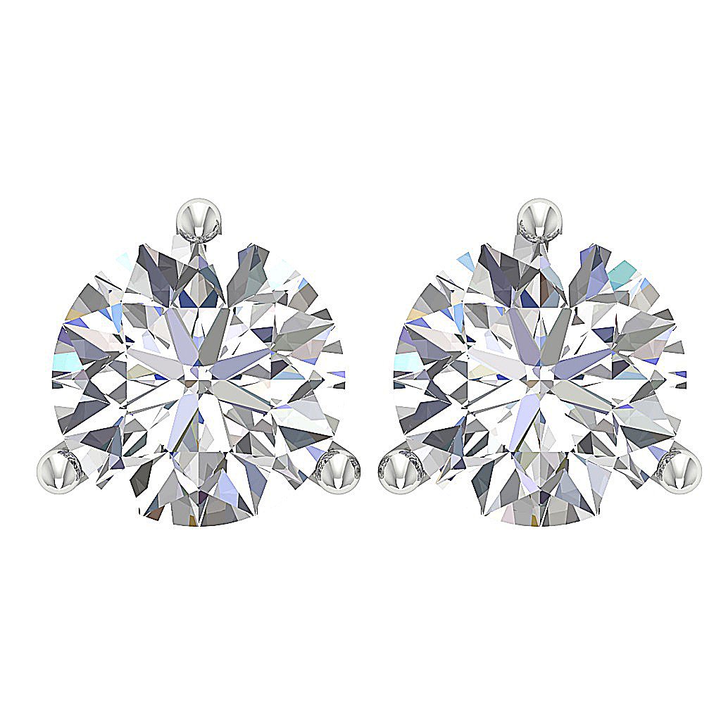 14k/18k Solid Gold I1 G 1.70 Ct Solitaire Studs Earrings Natural Round Diamonds Martini Prong Set 6.20 MM