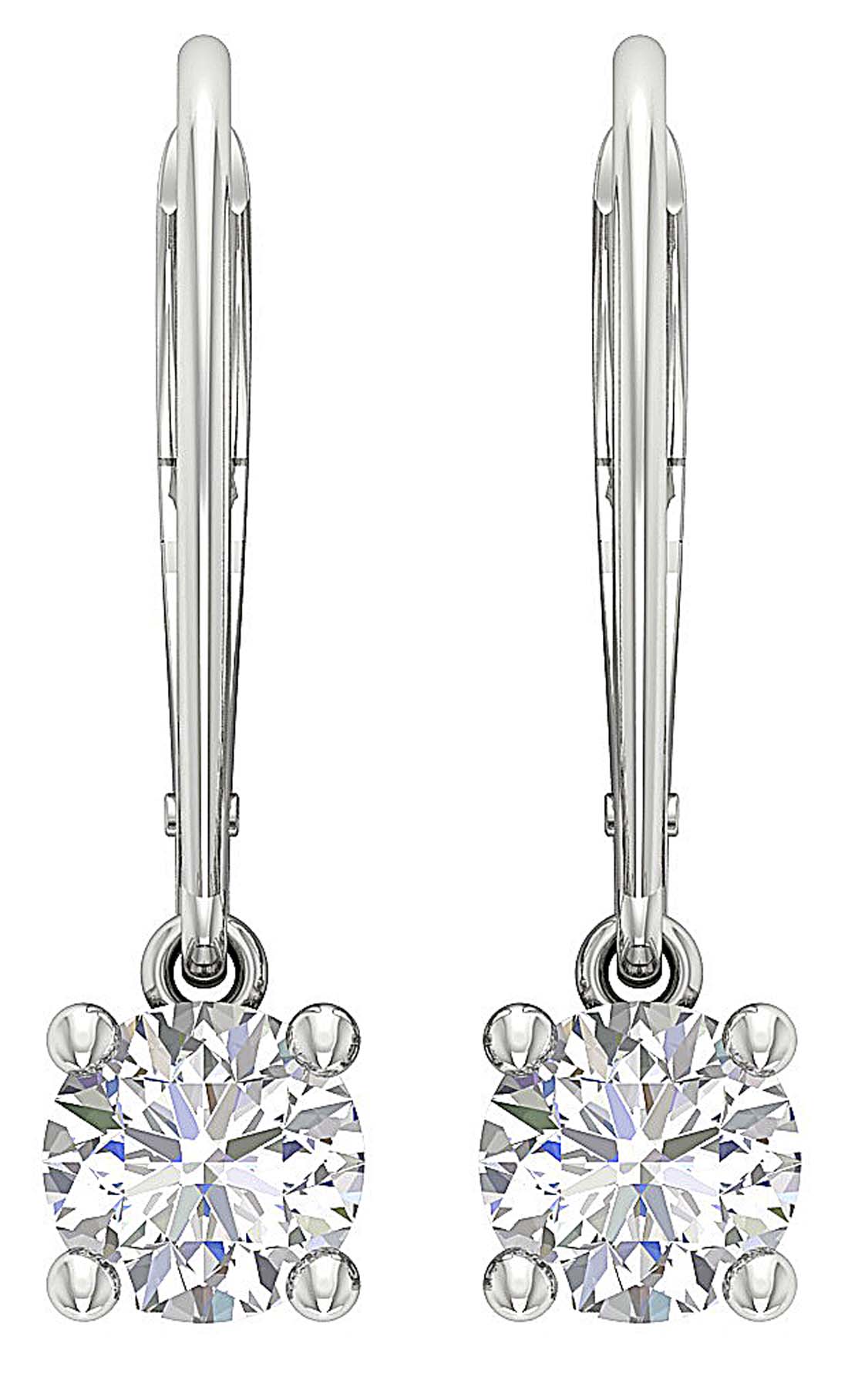 Lever Back Solitaire Stud Earring Lab Grown Diamonds VS F 0.50-1.00 Ct 14k Yellow Gold