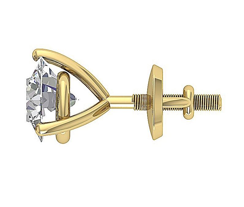 14k/18k Solid Gold I1 G 1.70 Ct Solitaire Studs Earrings Natural Round Diamonds Martini Prong Set 6.20 MM