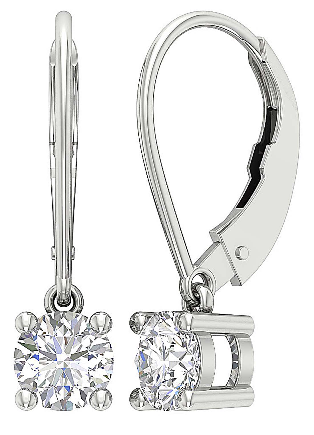 lever back solitaire stud earring lab grown diamond