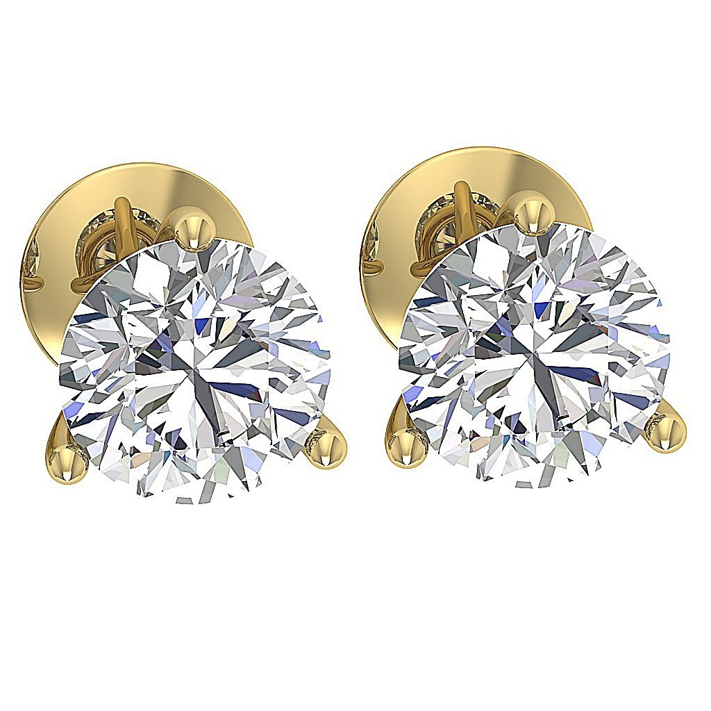 14k/18k Solid Gold I1 G 1.70 Ct Solitaire Studs Earrings Natural Round Diamonds Martini Prong Set 6.20 MM