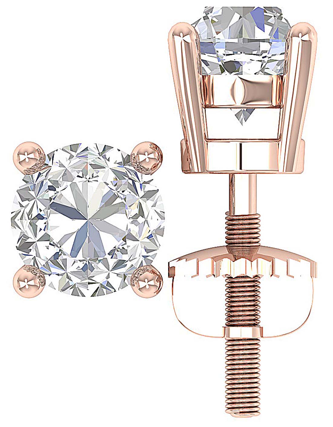 14k/18k Solid Gold Genuine Diamond I1 G 1.50 Ct Designer Solitaire Stud Earring Set