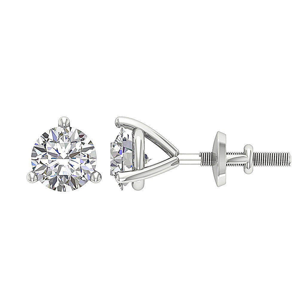 Round Diamond Solitaire Studs Anniversary Earrings VS1 E 0.45 Ct 14k/18k White Gold Prong Set