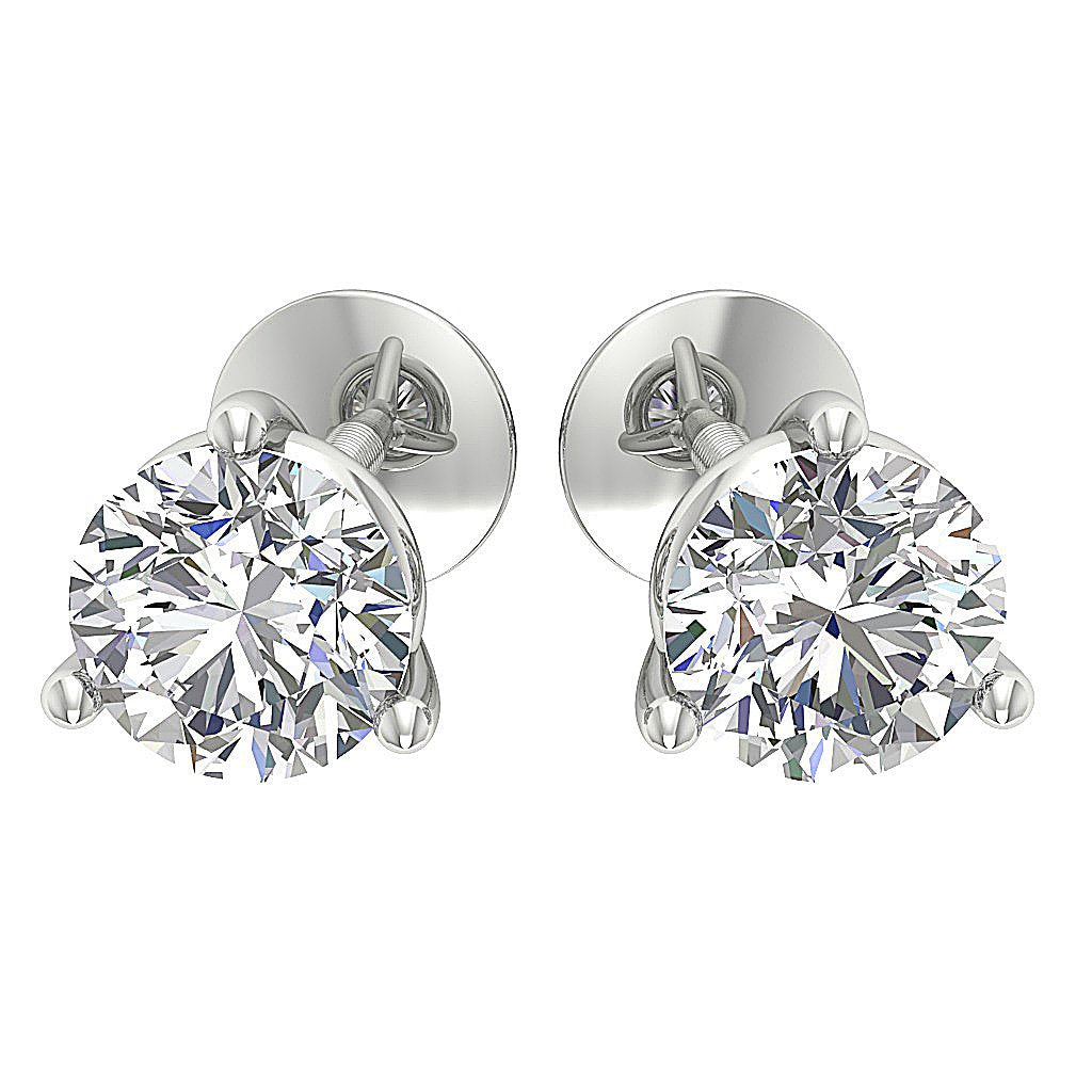 Solitaire Studs Earrings SI1 G 1.20 Ct Natural Diamond 14k / 18k Solid Gold