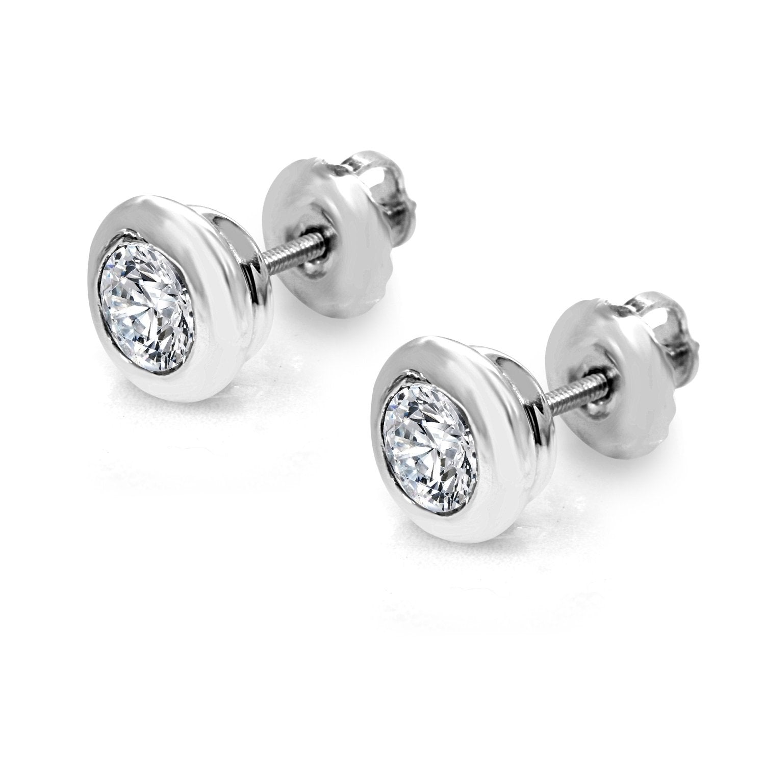 14k/18k Rose Gold Solitaire Studs Anniversary Earrings Round Diamond SI1/I1 G 0.60 Ct Prong Set