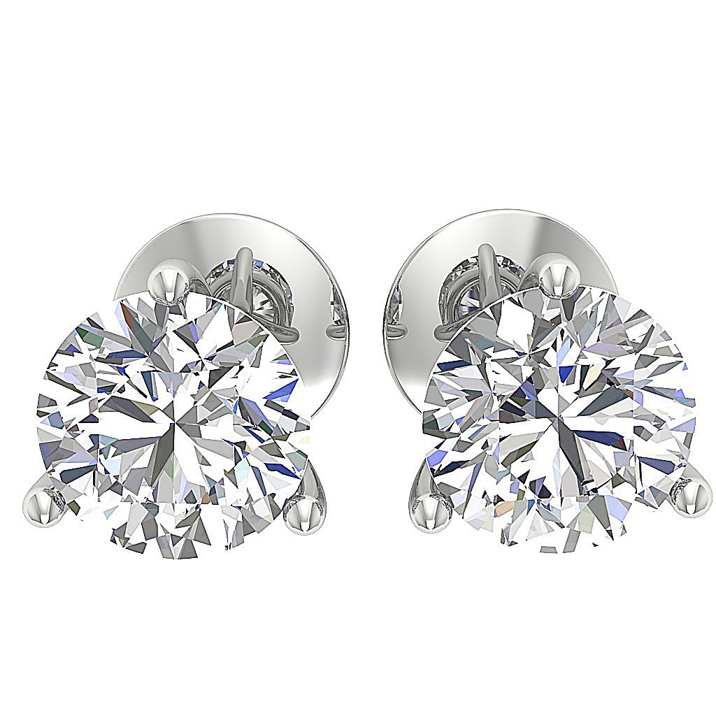 14k/18k Solid Gold I1 G 1.70 Ct Solitaire Studs Earrings Natural Round Diamonds Martini Prong Set 6.20 MM