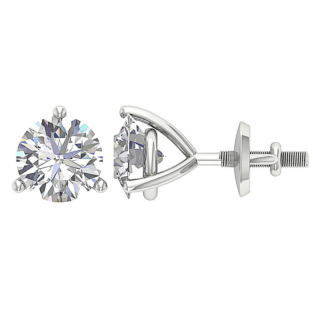 14k/18k Solid Gold I1 G 1.70 Ct Solitaire Studs Earrings Natural Round Diamonds Martini Prong Set 6.20 MM