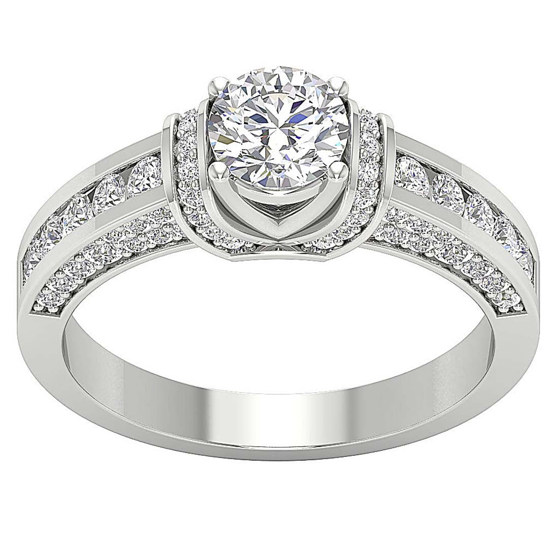 Designer Wedding Natural Diamond Ring 14K Solid Gold Round Cut SI1 G 1.75 Carat