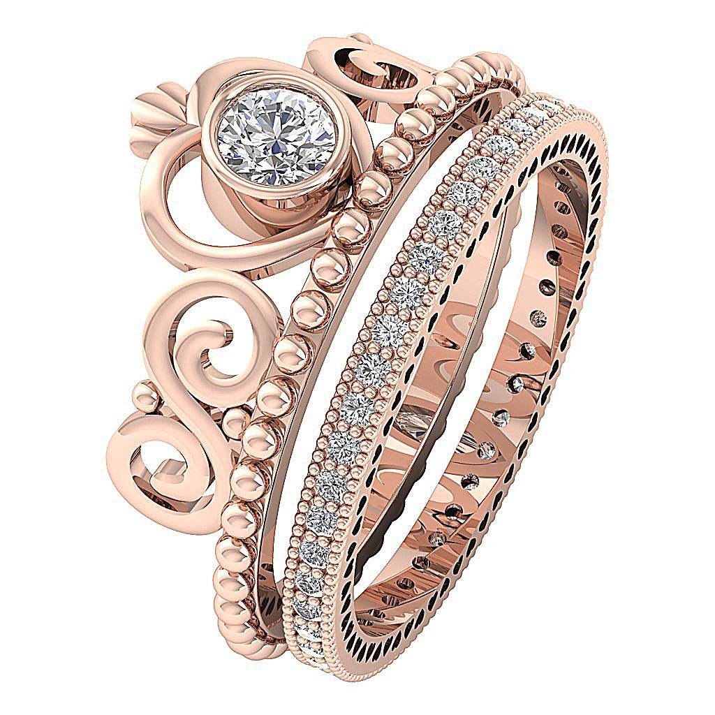 Designer Solitaire Bridal Ring Set Prong & Bezel Set I1 G 0.80 Ct Round Cut Diamond