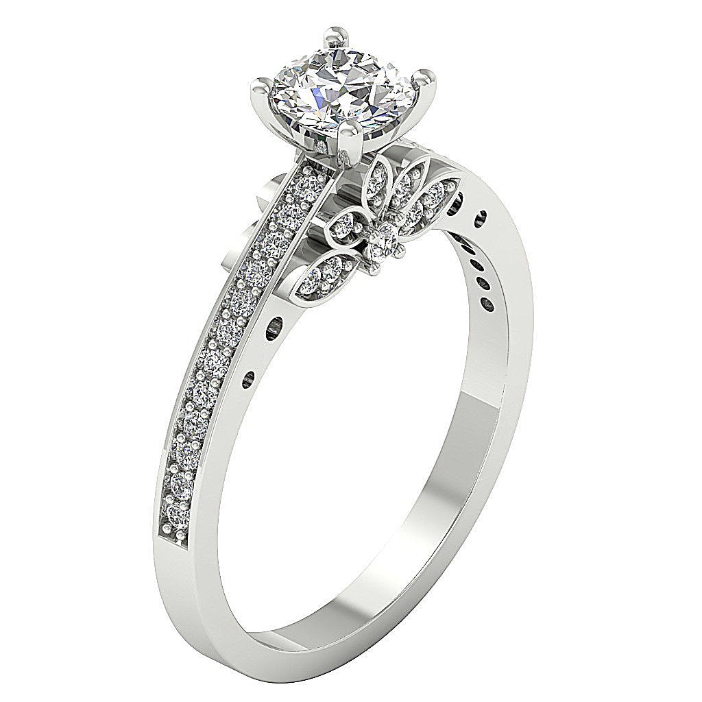 Accent With Solitaire Anniversary Natural Diamond Ring I1 G 1.10 Ct 14k Solid Gold