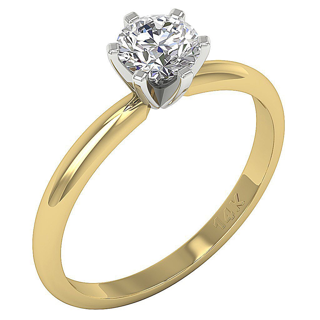 Designer Solitaire Anniversary Ring Round Diamond SI1 G 0.50 Ct 14K White Gold Prong Set