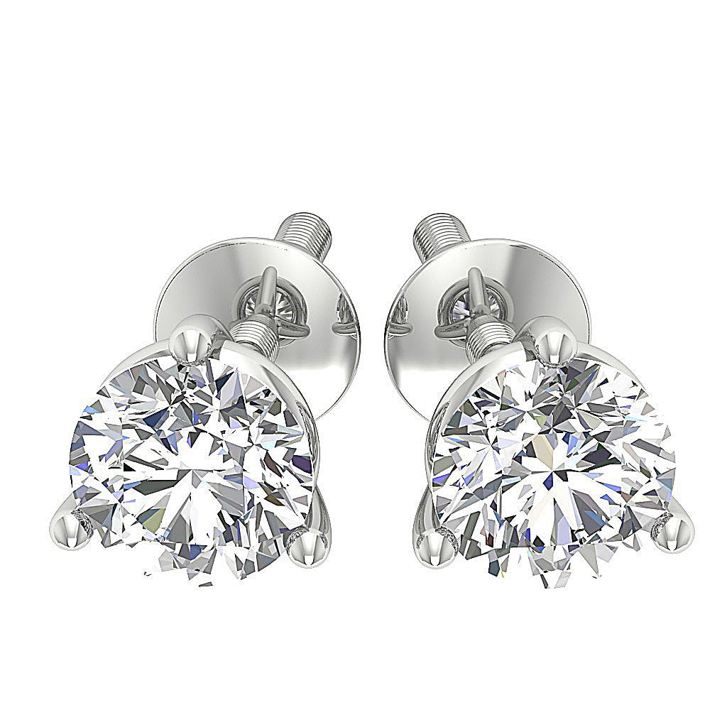 14k/18k White Gold Round Diamonds SI1 G 0.85 Ct Solitaire Studs Earrings Martini Prong Set 4.80MM