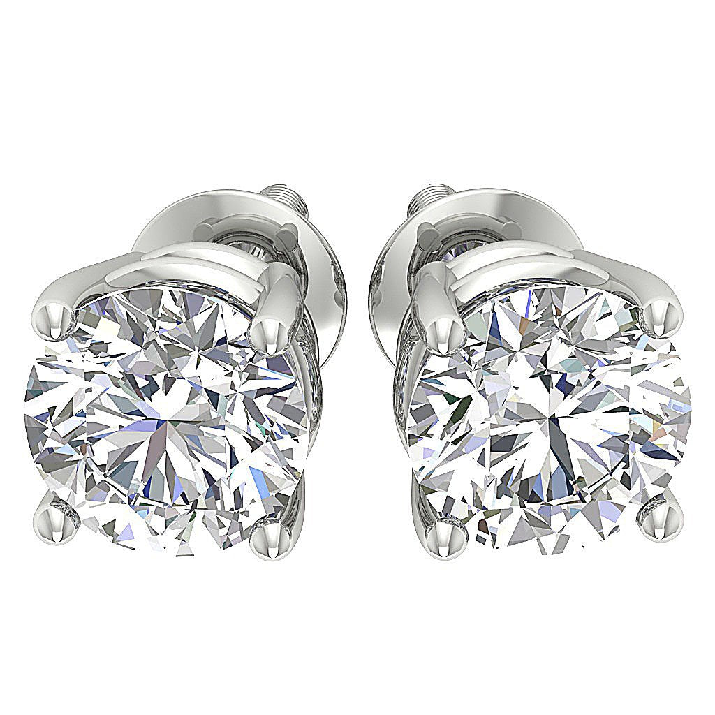 I1 G 2.10 Ct Round Diamond Solitaire Stud Earring 14k White Yellow Rose Gold