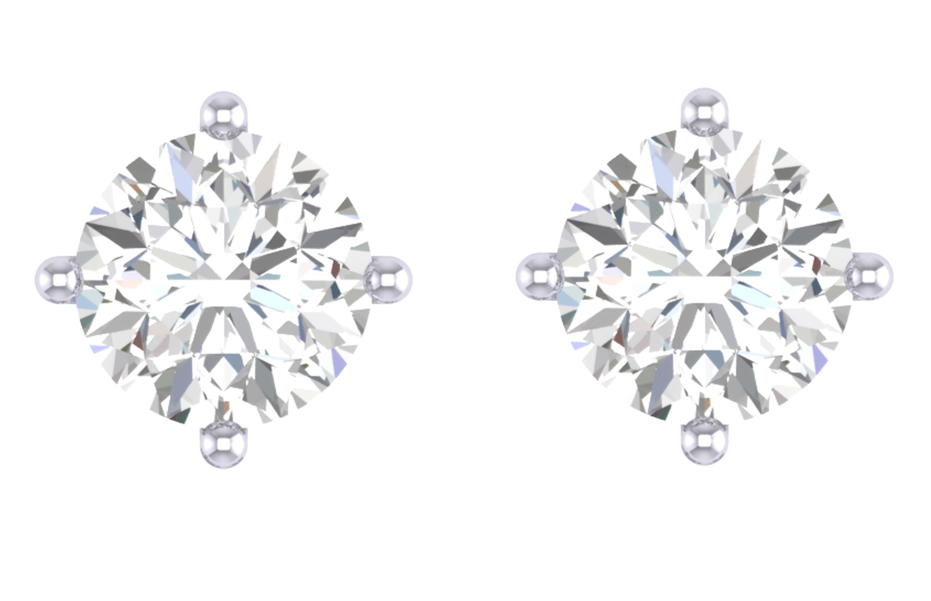 I1 G 1.60 Ct Solitaire 4 Prong Basket Studs Earrings 14k/18k Gold Round Cut Diamonds
