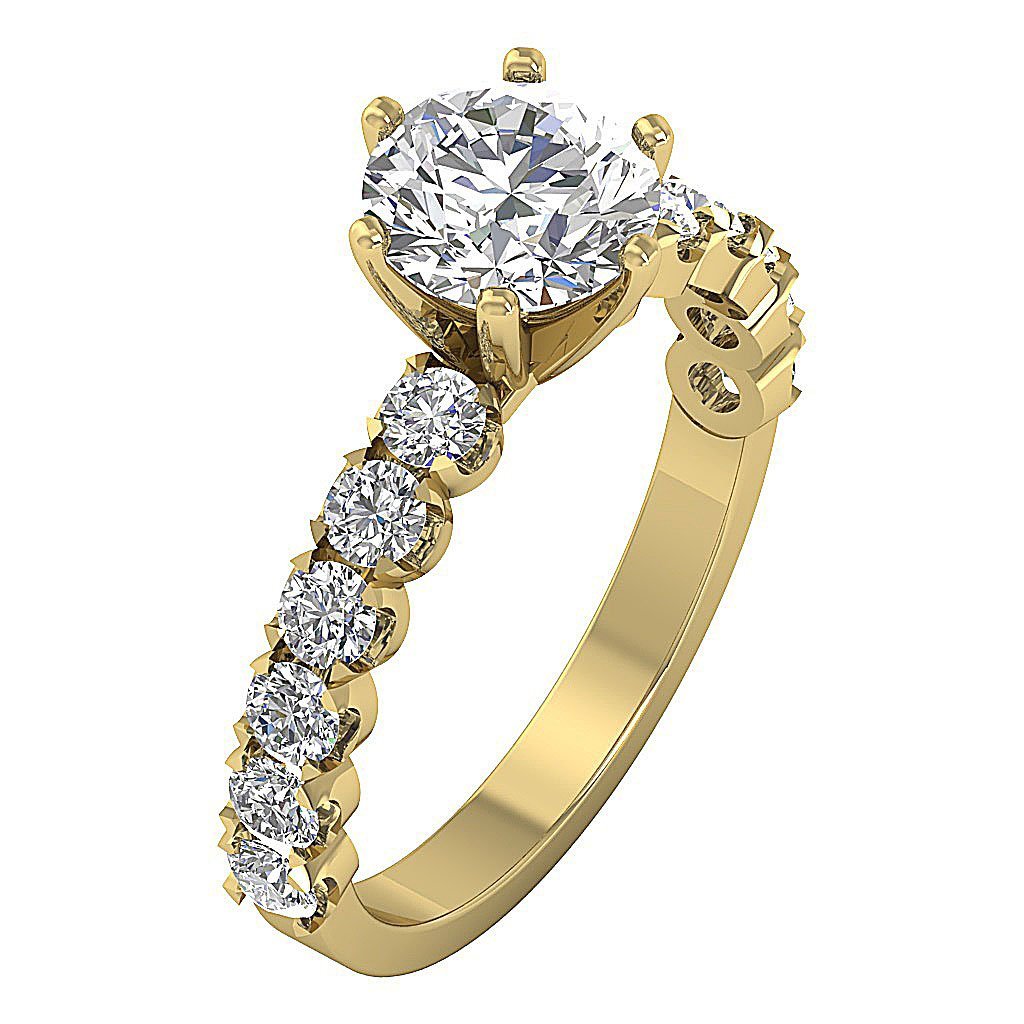 Accent Solitaire Wedding Natural Diamond Ring I1 G 2.50 Ct 14k White Yellow Rose Gold