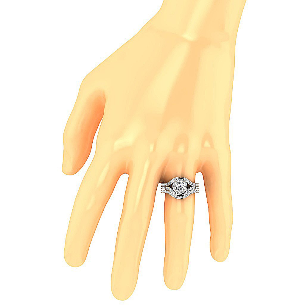 Designer Split Shank Halo Solitaire Wedding Ring SI1 G 1.70 Carat Natural Diamond
