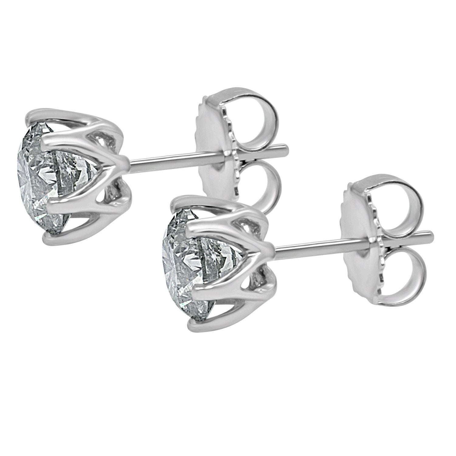 14k White Yellow Rose Gold VS F Round Lab Grown Diamond Solitaire Studs Earrings Screw Back