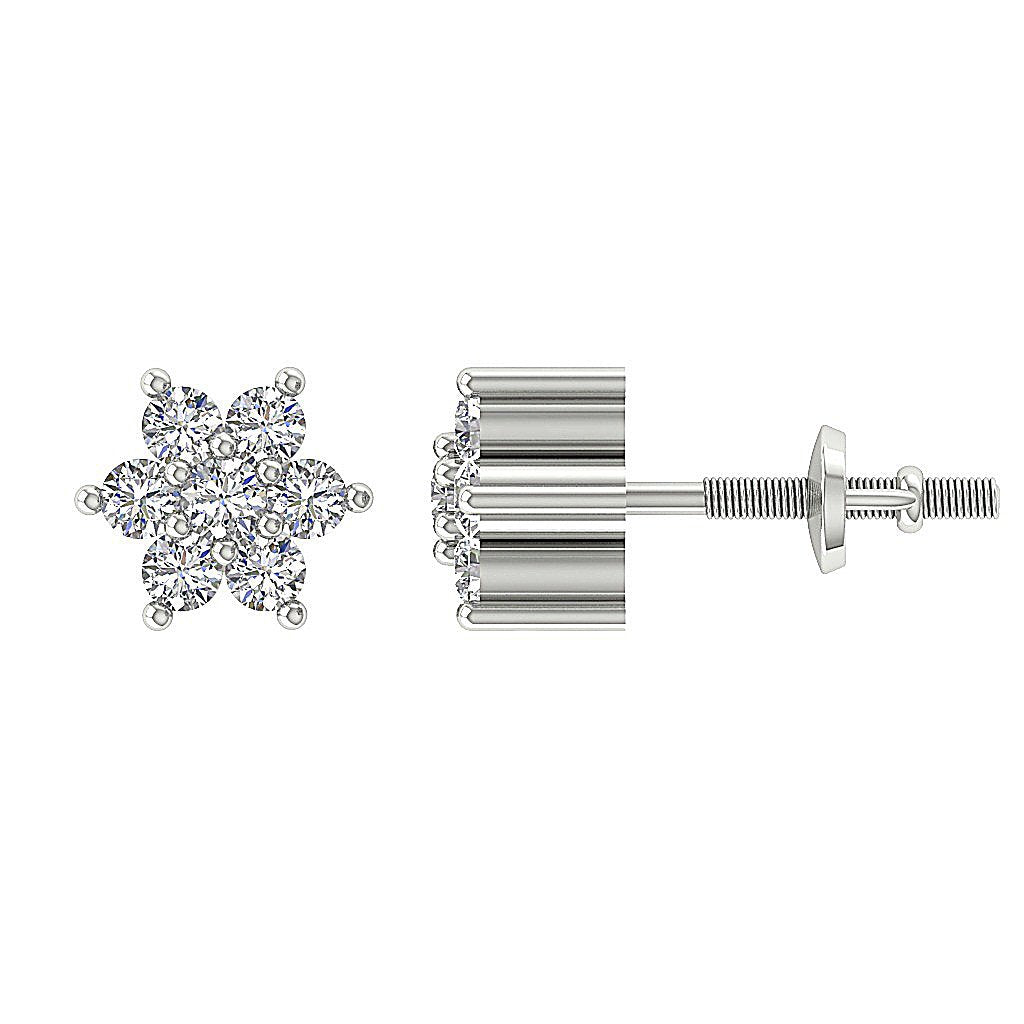 14k/18k White Yellow Rose Gold Solitaire Studs Engagement Earrings Natural Diamond VVS1/VS1/SI1/I1 0.25 Ct Prong Set