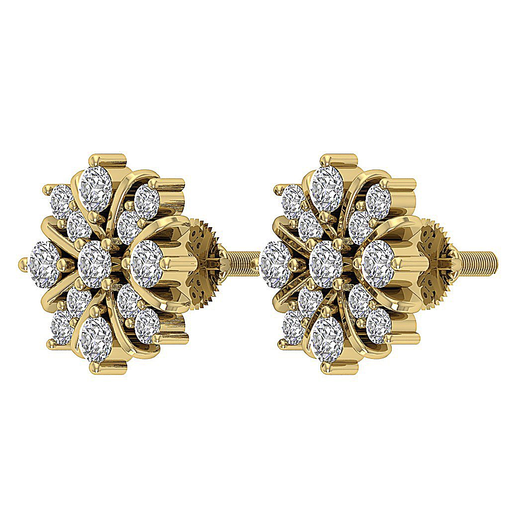 14k/18k Rose Gold Solitaire Studs Wedding Earrings Genuine Diamond VVS1/VS1/SI1/I1 0.65 Ct Prong Set