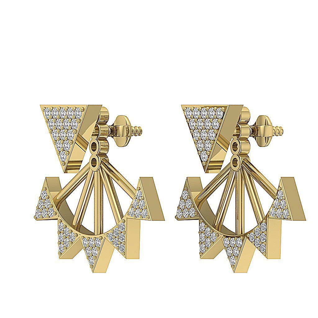 14k/18k Solid Gold Natural Diamonds I1 H 0.55 Ct Removable Jacket Studs Earrings Prong Set 20.88MM