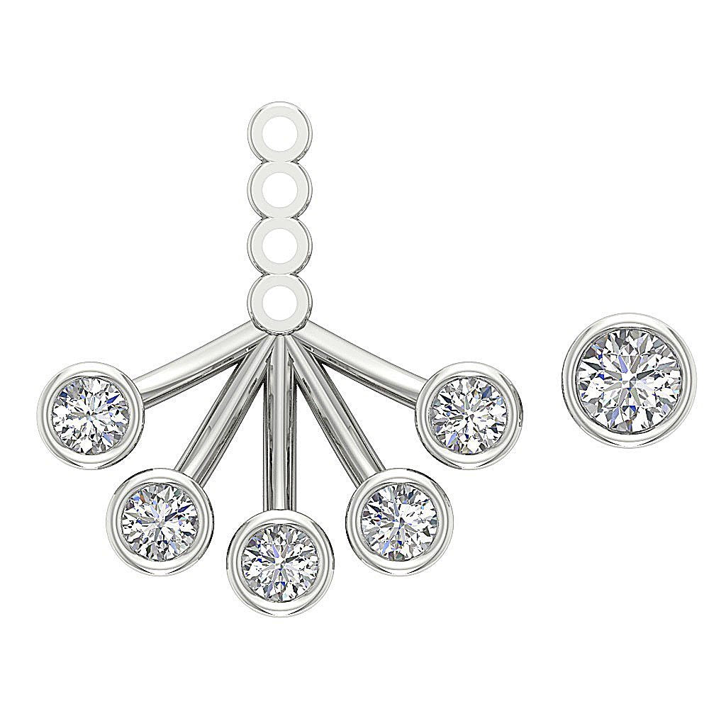 14k/18k Solid Gold Round Diamonds I1 G 0.95 Ct Removable Jacket Studs Earrings Bezel Set 14.37MM