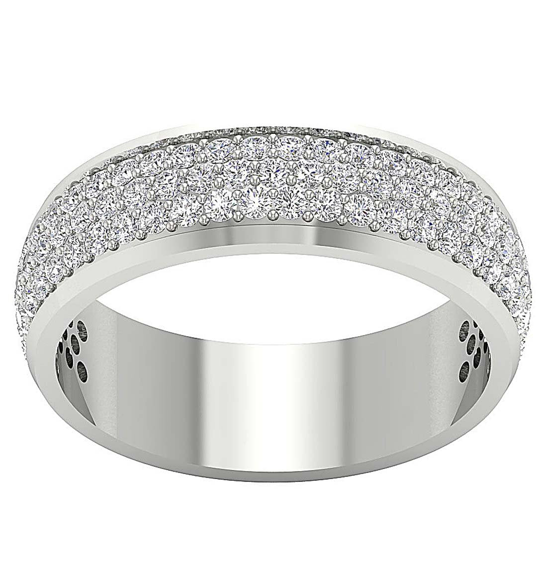 3 Row Wedding Ring I1 G 1.25 Ct Round Diamond Prong Set 14K White Yellow Rose Gold 6.10MM