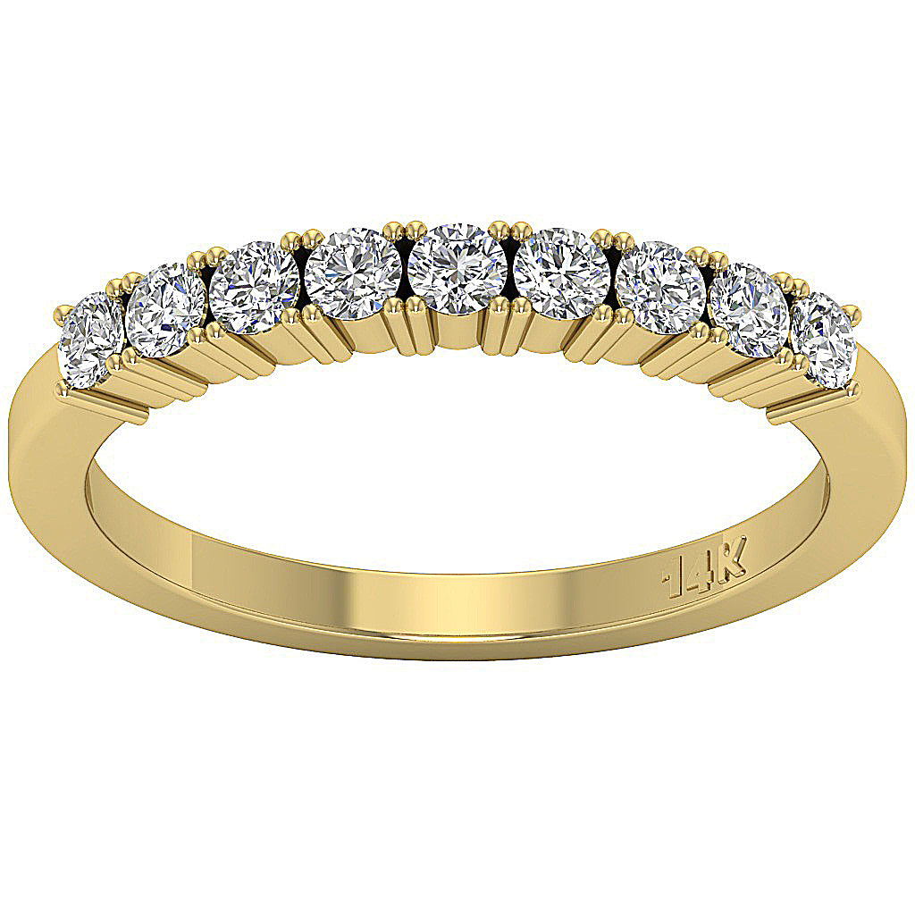 14K Yellow Gold Round Diamond Anniversary Ring I1 G 0.65 Ct Prong Set