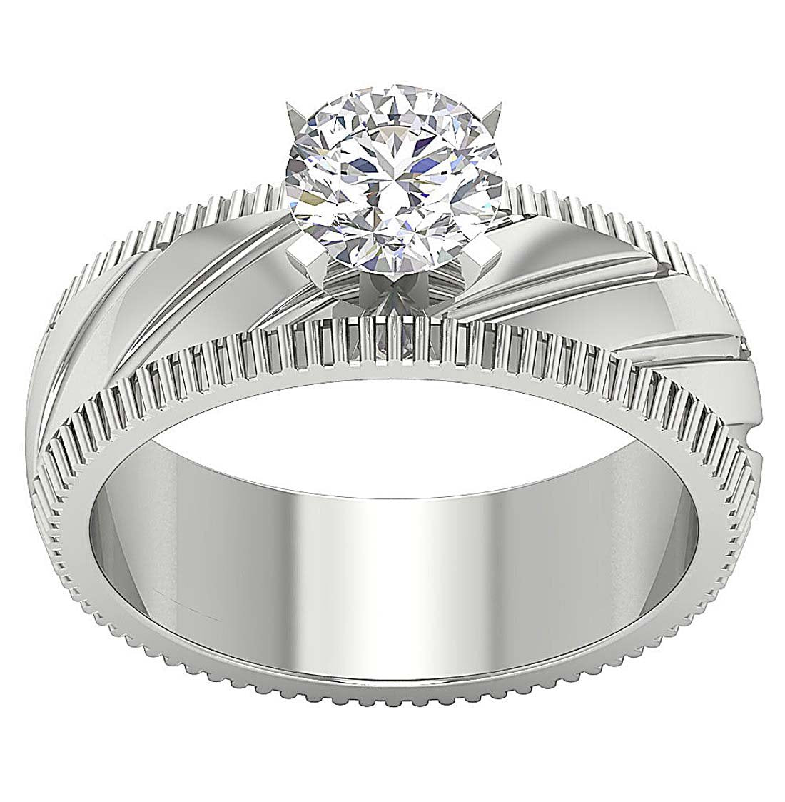 6.50 MM 14K White Gold Solitaire Wedding Ring Genuine Diamond I1 G 1.00 Carat Prong Set