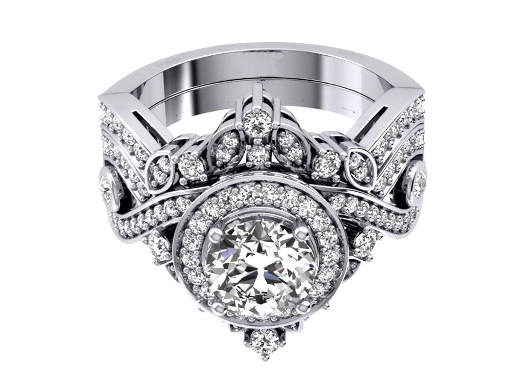 Wedding Bands For Round Halo Setting I1 G 2.00 Ct Genuine Diamond 14k Gold