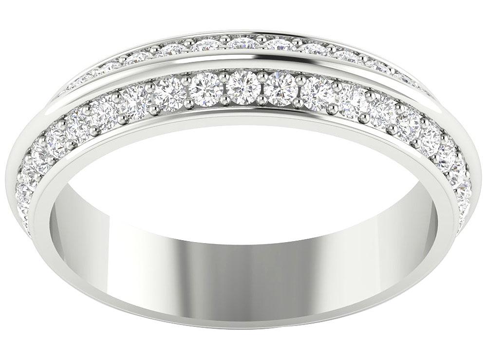 14K Rose Gold Prong Set Genuine Diamond VS1 E 1.50 Ct Two Tone Eternity Wedding Ring