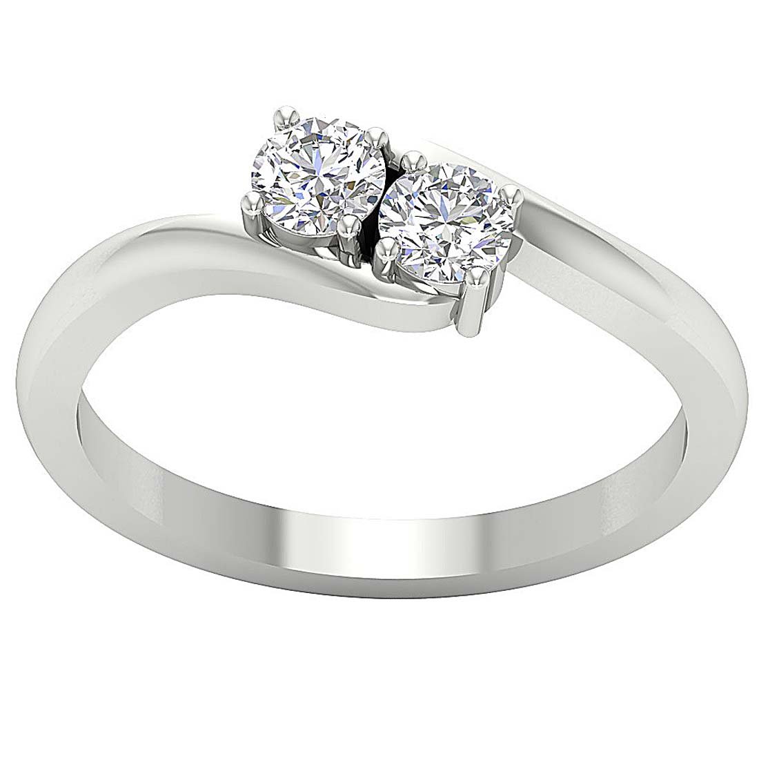 Natural Diamond Forever Us Two Stone Solitaire Engagement Ring I1 G 0.55 Ct Prong Set 14k White Gold