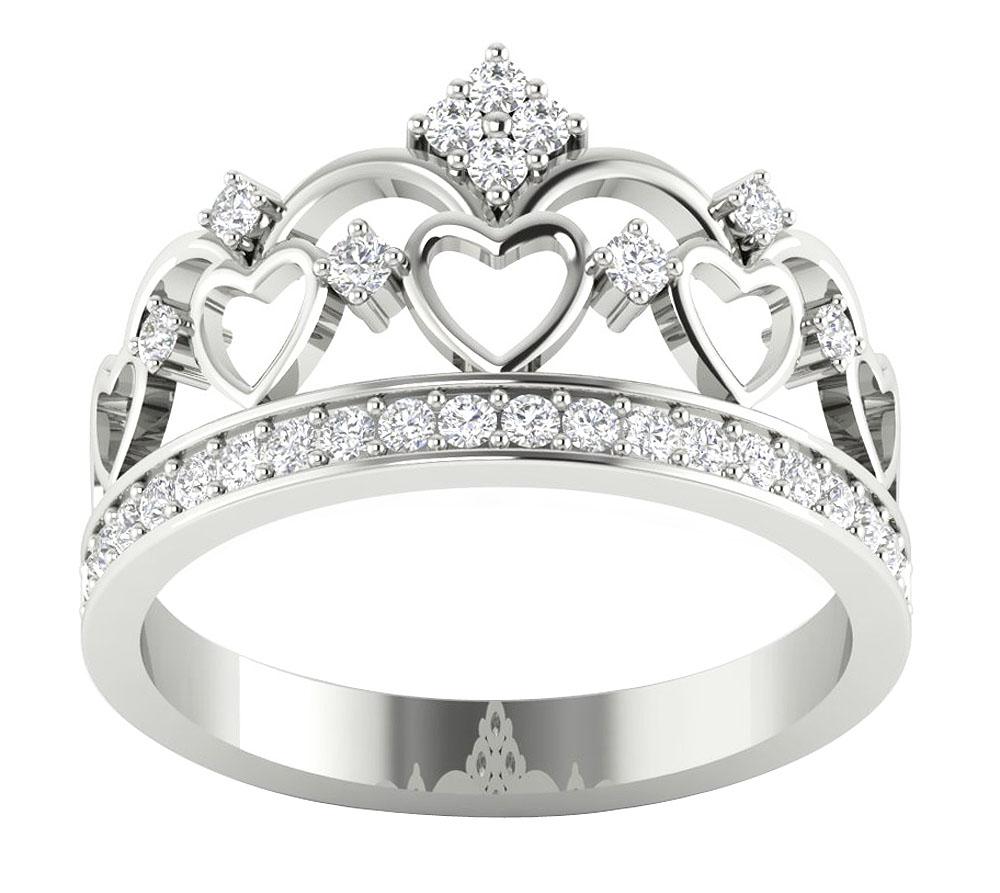 11.00 MM Anniversary Ring Crown Round Diamond I1 G 0.60 Ct Prong Set 14k White Gold