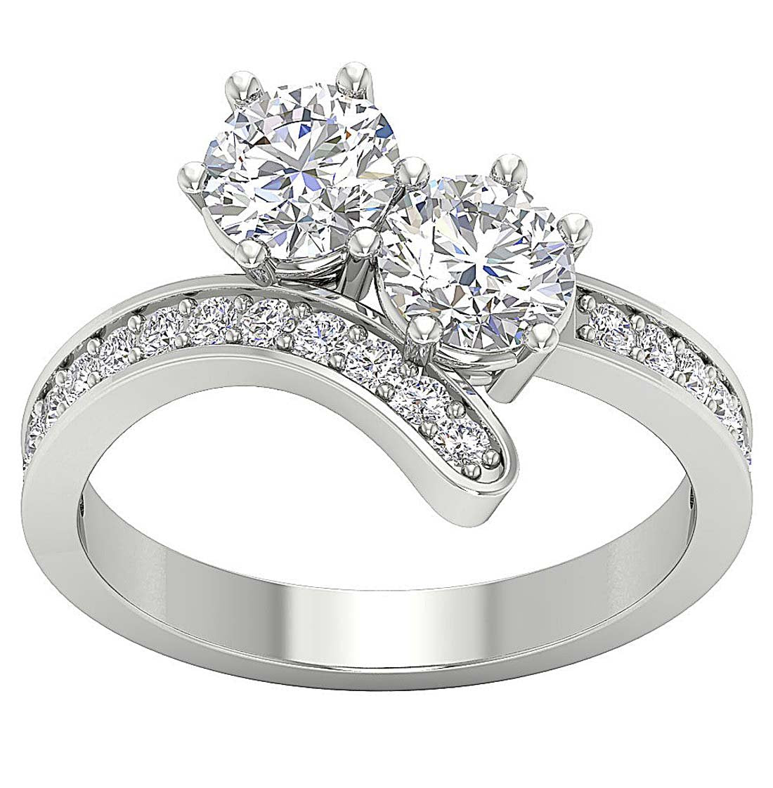 I1 G 2.10 Ct Forever Us Two Stone Solitaire Wedding Ring Genuine Diamond 14k Yellow Gold