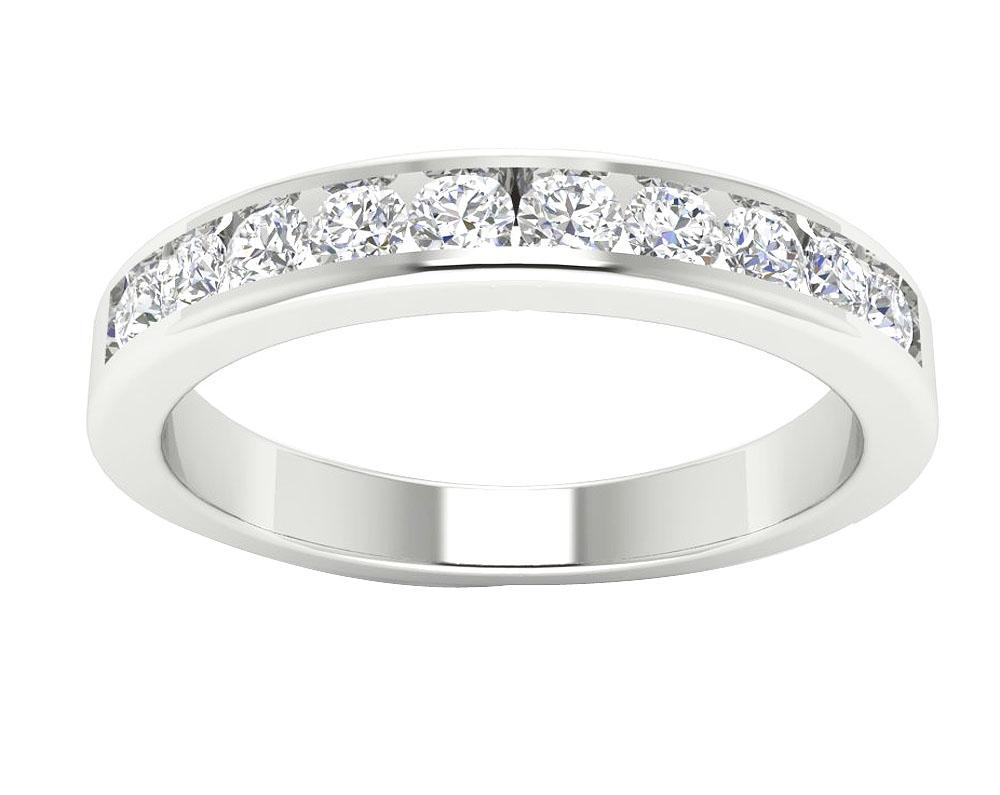 Engagement Fashion Genuine Diamond Ring Channel Set I1 G 0.60 Ct 3.30 MM