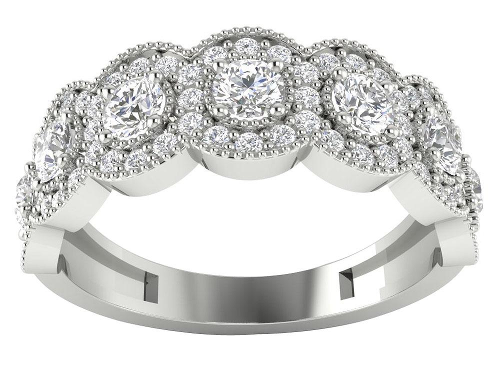 14k Solid Gold Halo Bridal Anniversary Ring Prong Set I1 G 1.20 Carat Round Diamond Cut