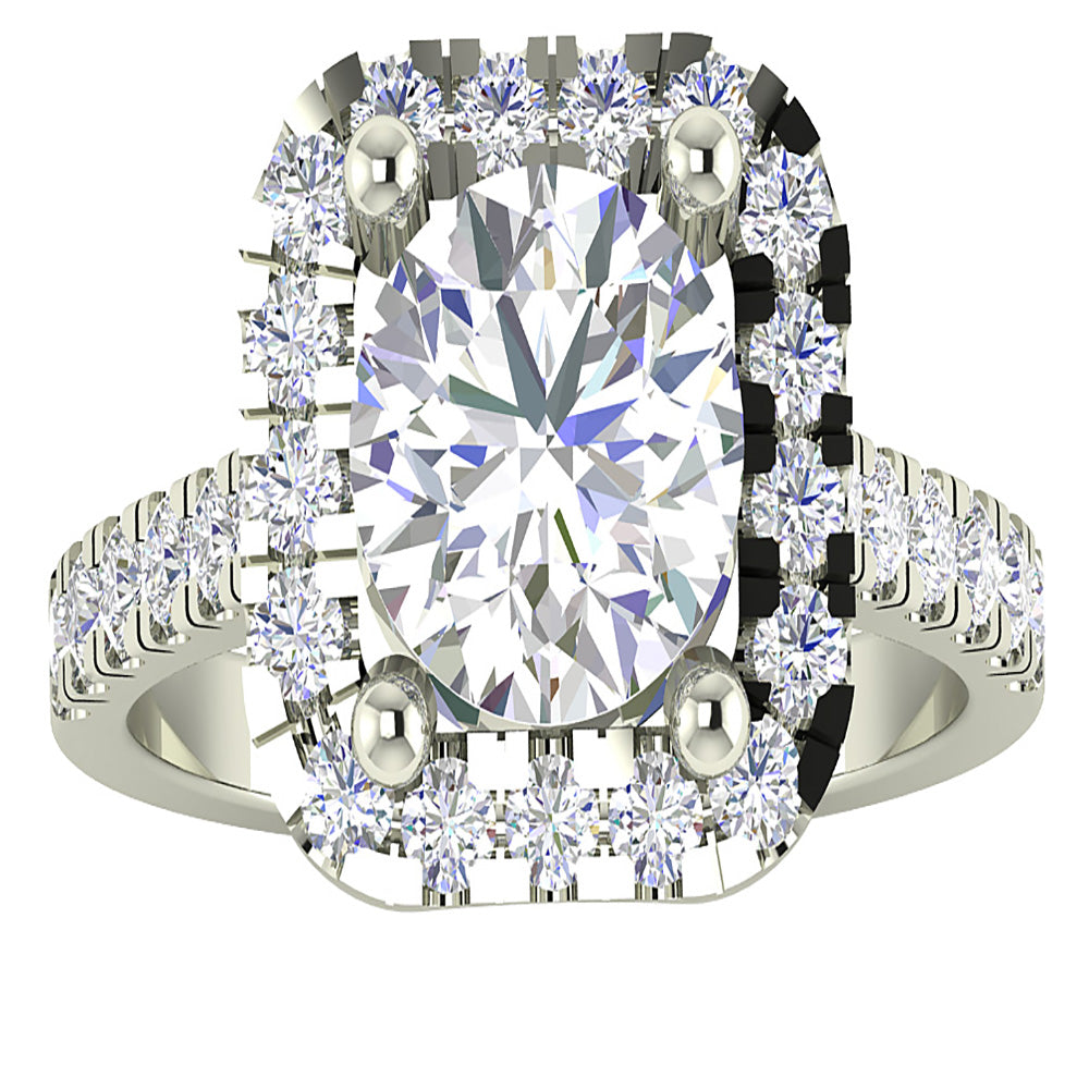 12.00MM Solitaire Cushion Halo Engagement Wedding Ring I1 G 2.25 Ct Natural Diamond 14K Solid White Gold