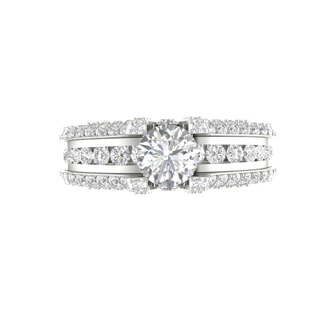 Round Diamond 14K Solid Gold Halo Bridal Anniversary Ring Prong Channel Set I1 G 3.75 Carat