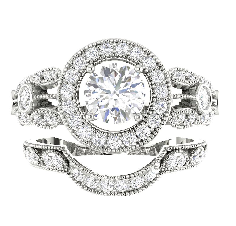 Solitaire Engagement Ring And Wedding Band Set 14k Solid Gold SI1 G 1.40 Carat Genuine Diamond