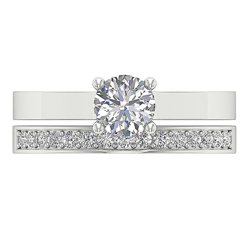 Solitaire Engagement Band Wedding Ring Sets I1 G 1.15 Ct Natural Diamond 14K Solid Yellow Gold