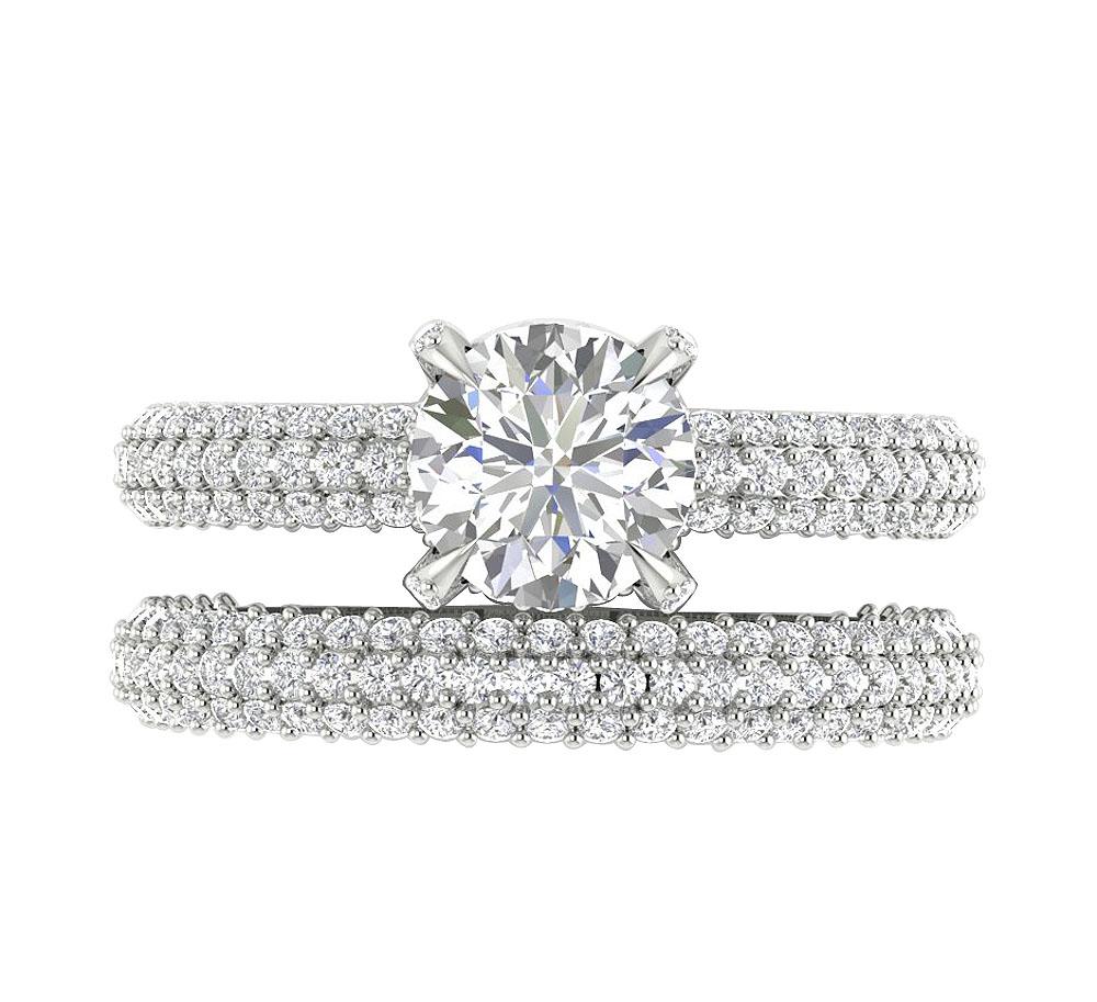 Round Diamond 14K Solid Gold Halo Bridal Wedding Ring Prong Set I1 G 2.75 Ct 7.85 MM