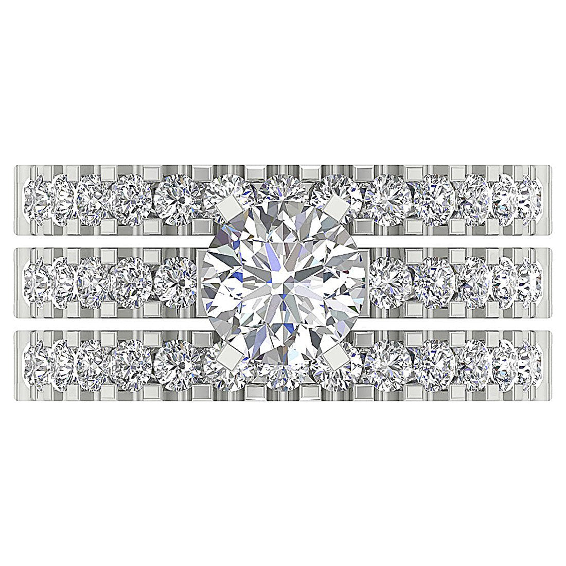 3 Piece Solitaire Wedding Ring Sets I1 G 3.25Ct Genuine Diamond 14K Gold 9.45MM