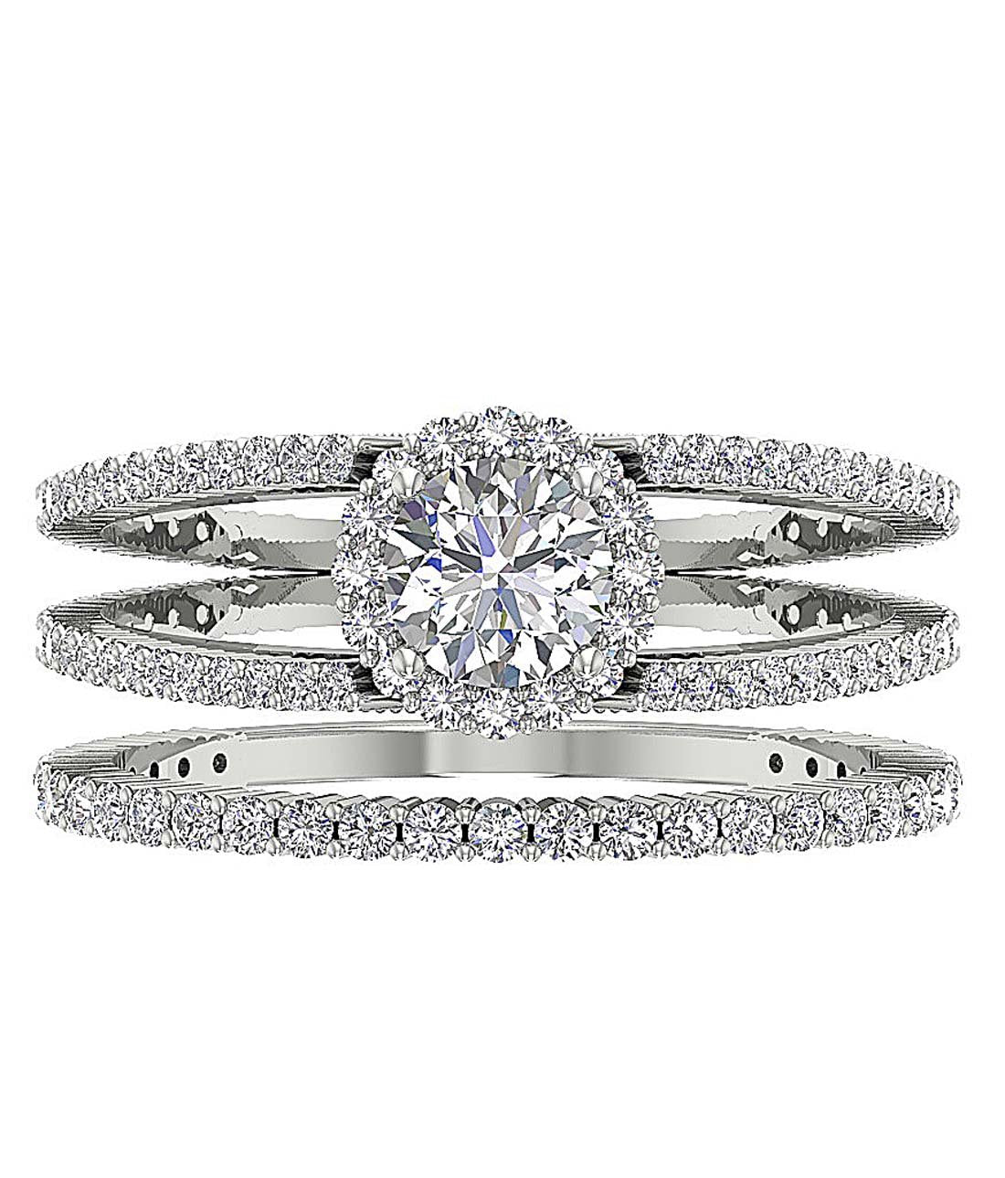 I1 G 2.00 Ct 14k Solid Gold Spilt Shank Bridal Wedding Halo Ring Set Natural Diamond