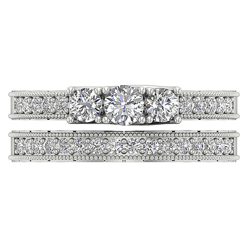 6.55 MM 14K Solid Gold Three Stone Bridal Anniversary Ring Prong Set I1 G 1.15 Ct Round Diamond