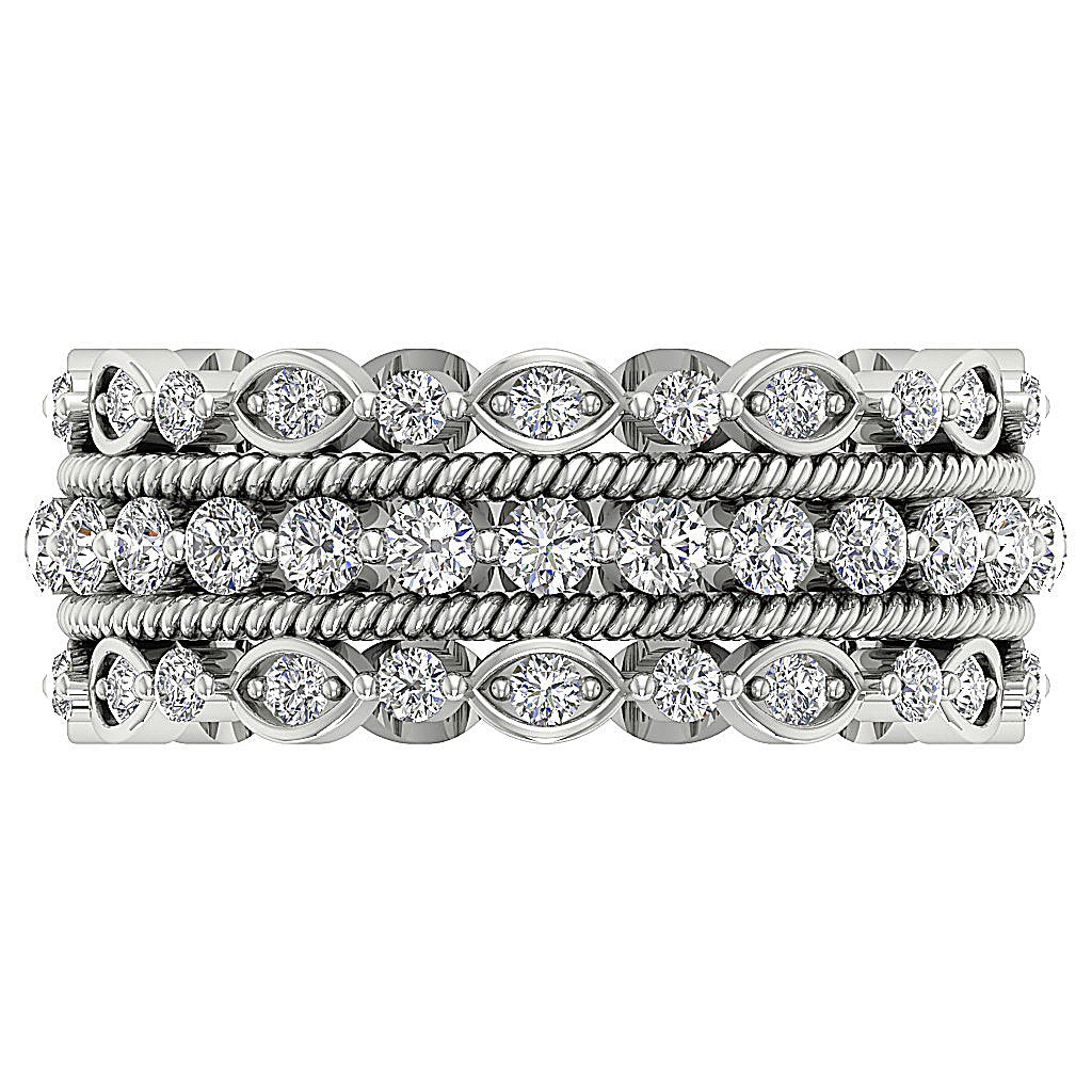 I1 G 2.10 Ct Designer Engagement Eternity Ring 14k White Gold Genuine Diamond