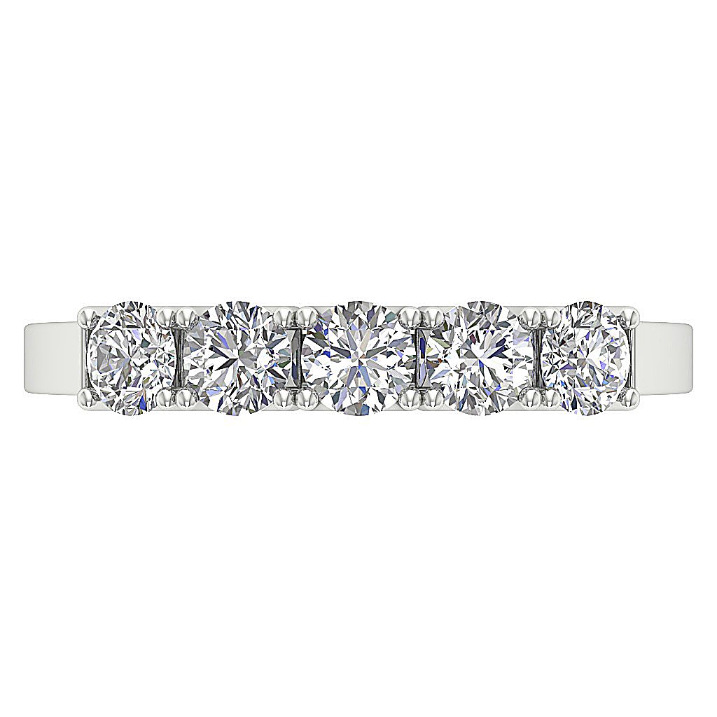 14k White Yellow Rose Gold Natural Diamond I1 G 1.00 Ct Five Stone Engagement Ring Prong Set
