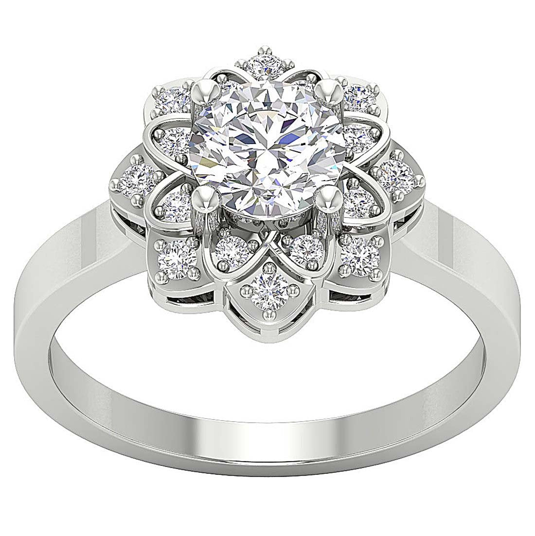 14k Rose Gold Double Halo Solitaire Anniversary Ring Round Diamond I1 G 1.30 Ct Prong Set