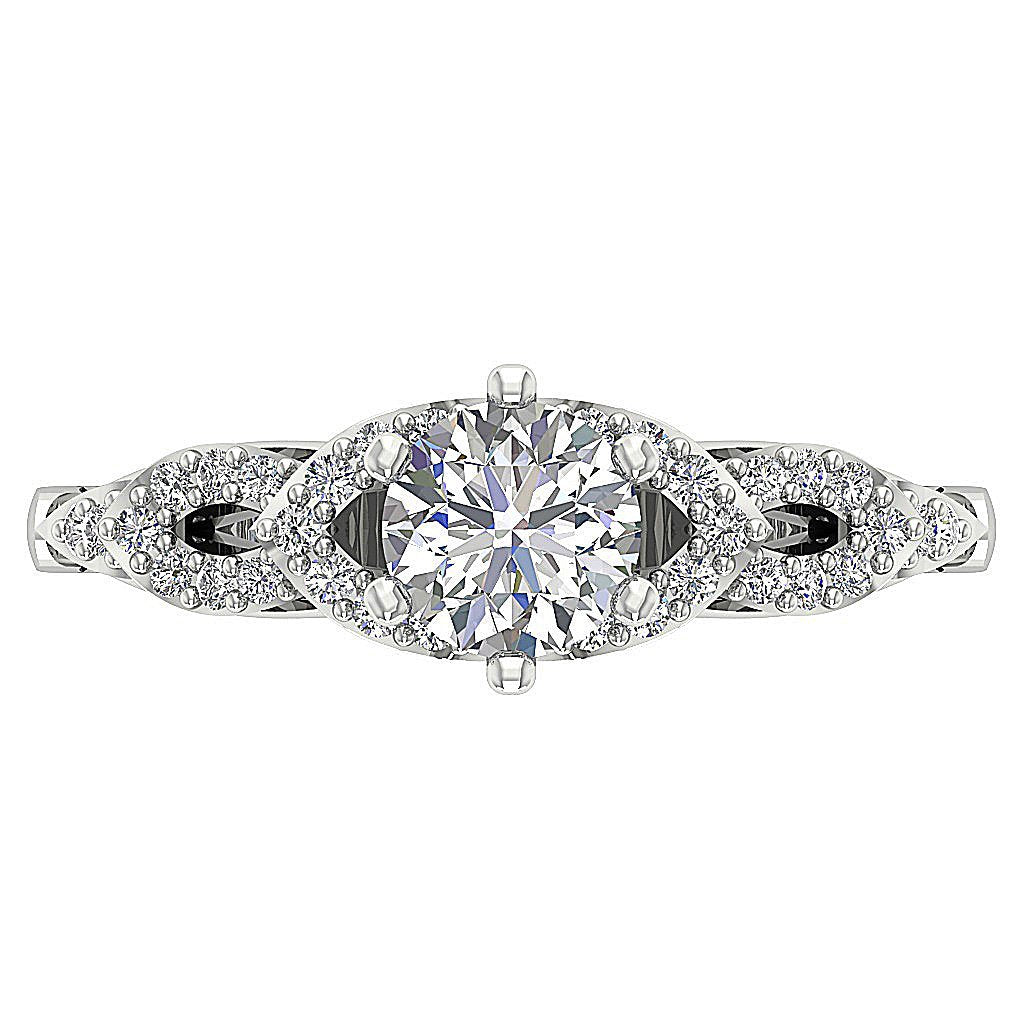 Prong Set Designer Anniversary Ring Round Diamond SI1 G 1.35 Ct 14k White Yellow Rose Gold