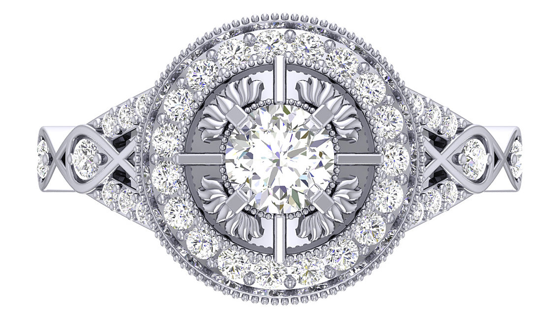 Best Engagement Wedding Band For Round Solitaire SI1 G 0.90 Carat Diamond 14K White Gold